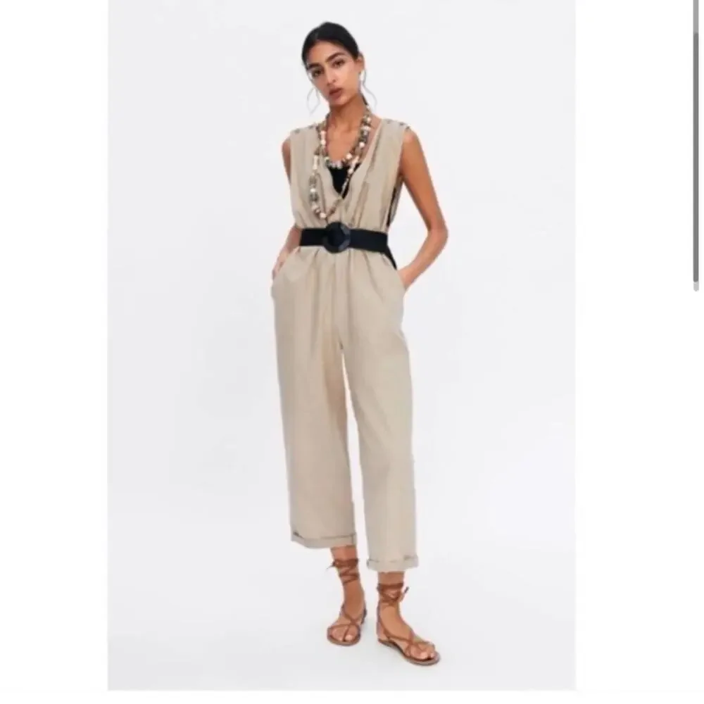 Zara Gathered Jumpsuit with Straps Size Small